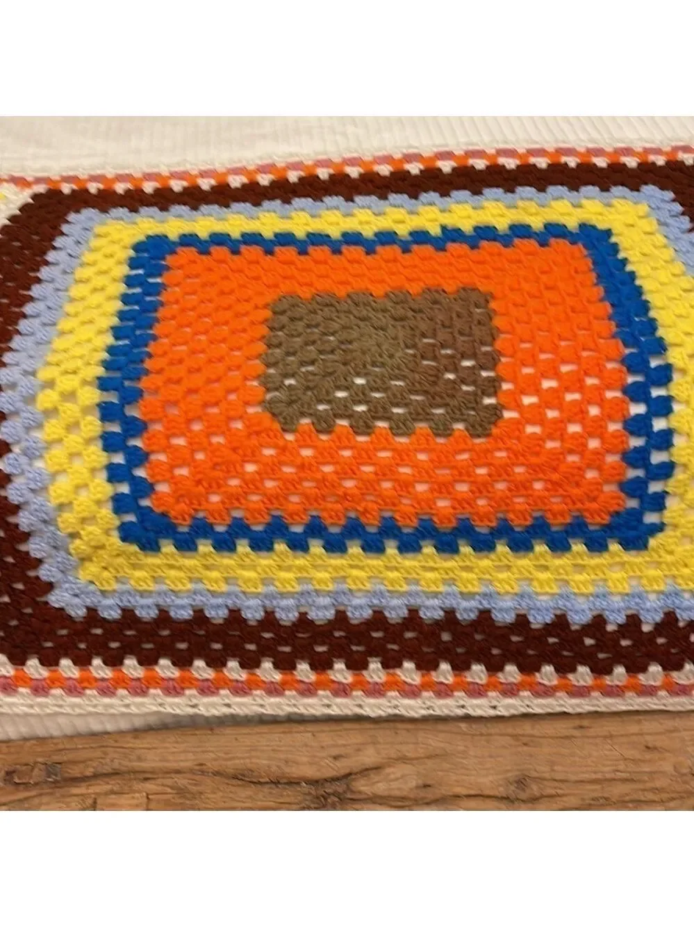 Vintage Crochet Granny Square Crib Baby Throw‎ Blanket